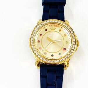 Juicy Couture Rainbow Crystal Gold & Navy Watch